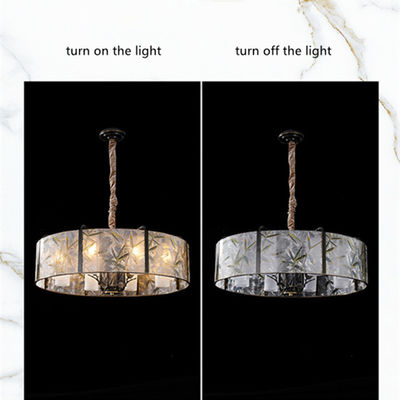 Support de cuivre de lampe en verre E14 de feuille d'émail de lumière en bambou de lustre