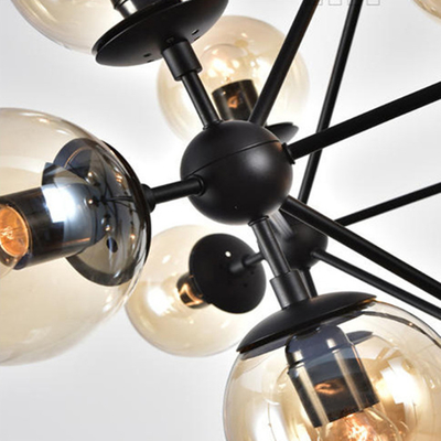 Lampe pendante moderne de boule en verre de noir de cognac de matériel en verre décoratif d'intérieur de peinture